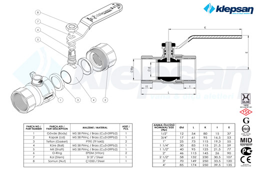 Küresel Vana PN25 TS EN 13547